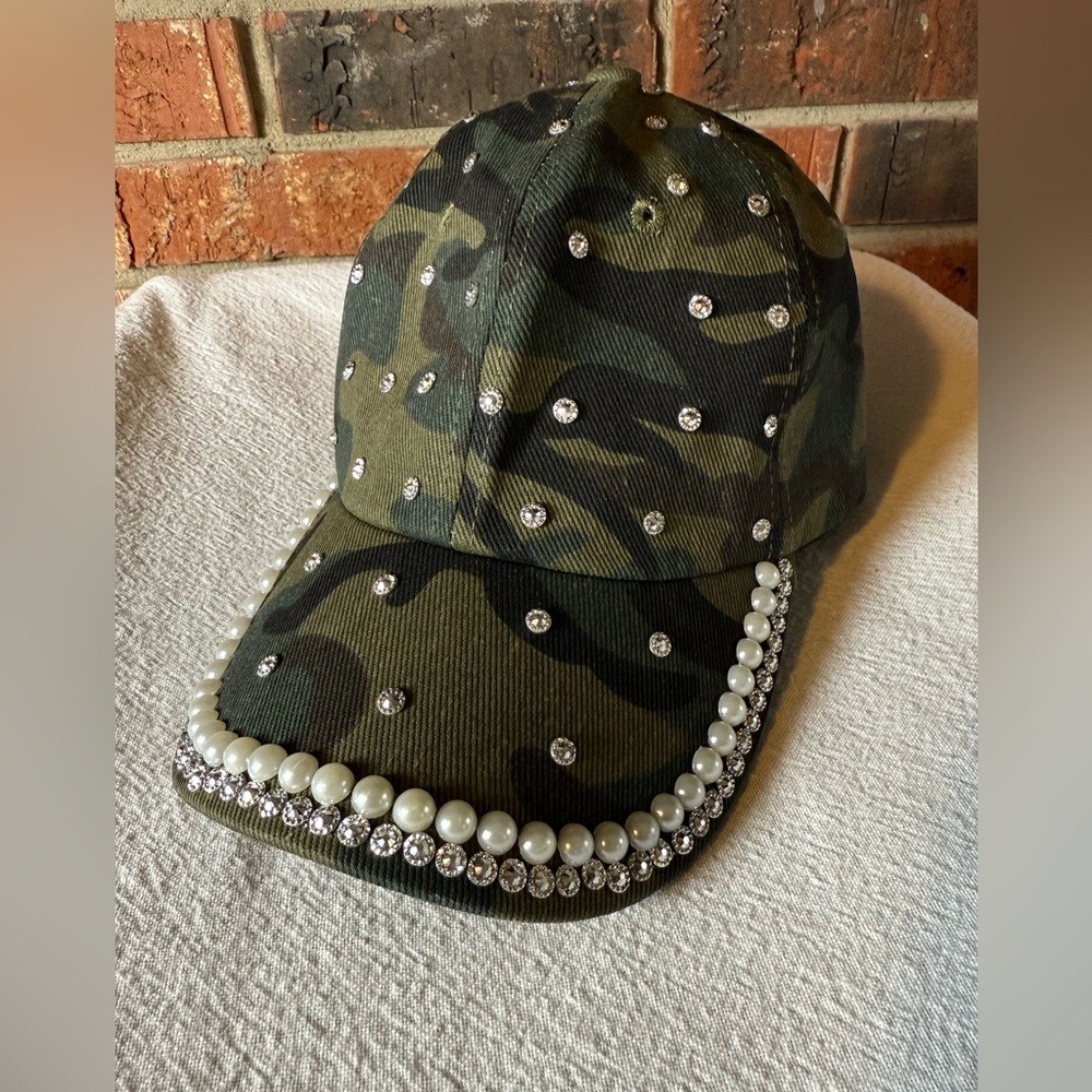 Indie Sleeze Pearl & Bling Strapback Woman’s Cap /  Hat Camouflage Adjustable